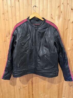 Milwaukee Leather Ladies MLL2571  Black and Pink Racer Motorcycle Jacket XXXL
